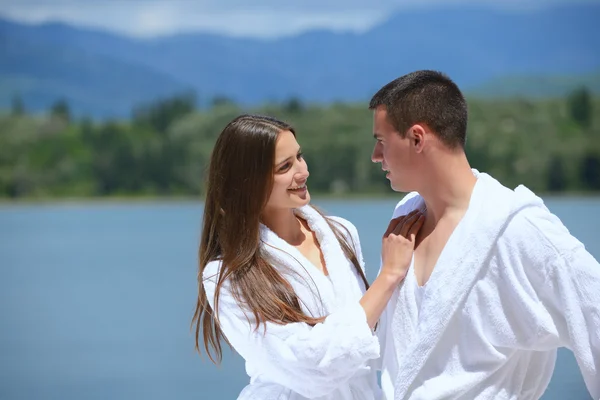 Casal no iate — Fotografia de Stock