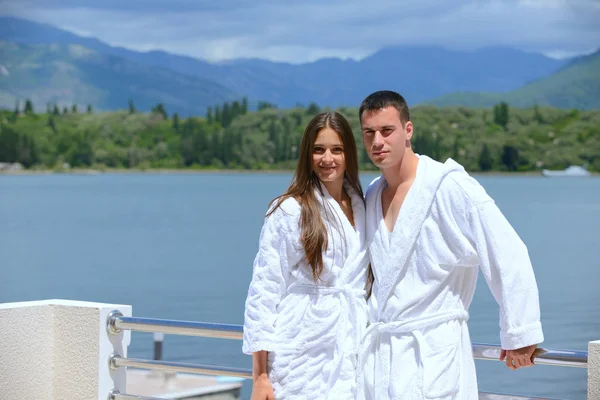 Pareja en yate — Foto de Stock