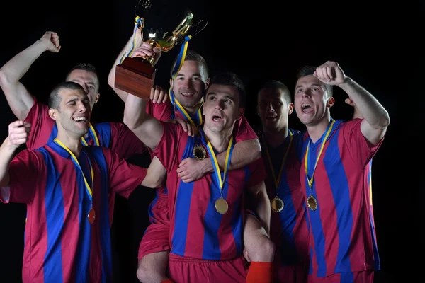 Soccer players celebrating victory — Stock Photo, Image