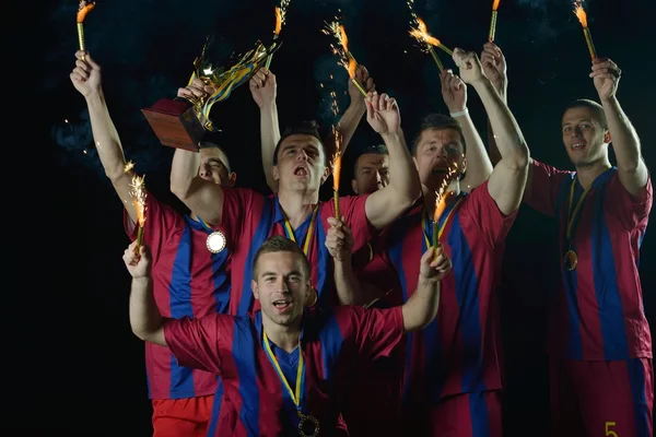Fußballer feiern Sieg — Stockfoto