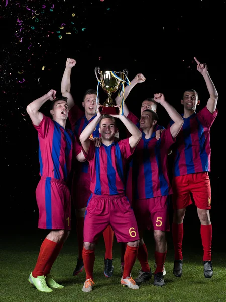 Soccer players celebrating victory — Stock Photo, Image