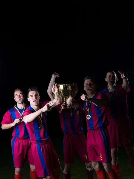 Soccer players celebrating victory — Stock Photo, Image