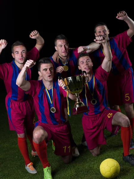 Soccer players celebrating victory — Stock Photo, Image