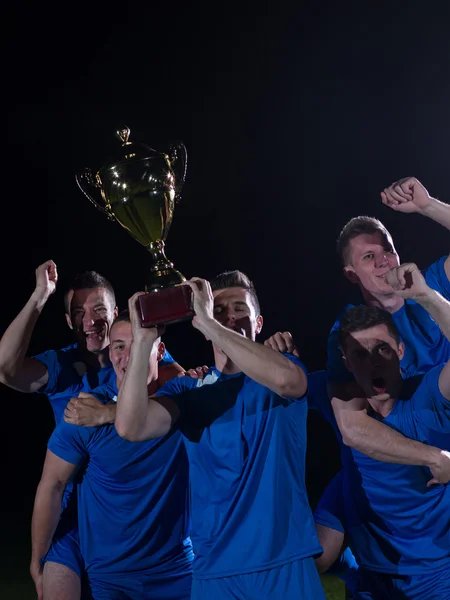 Soccer players celebrating victory — Stock Photo, Image