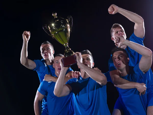 Soccer players celebrating victory — Stock Photo, Image