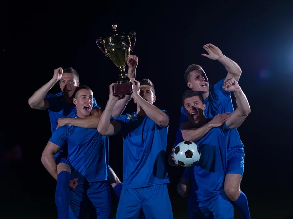 Soccer players celebrating victory — Stock Photo, Image