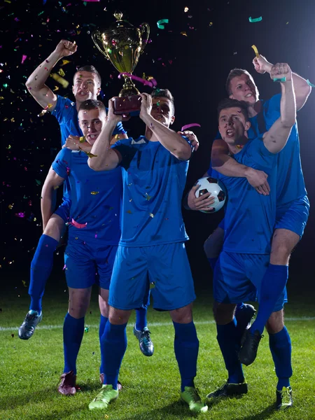 Soccer players celebrating victory — Stock Photo, Image