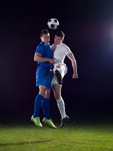 Soccer players duel — Stock Photo, Image