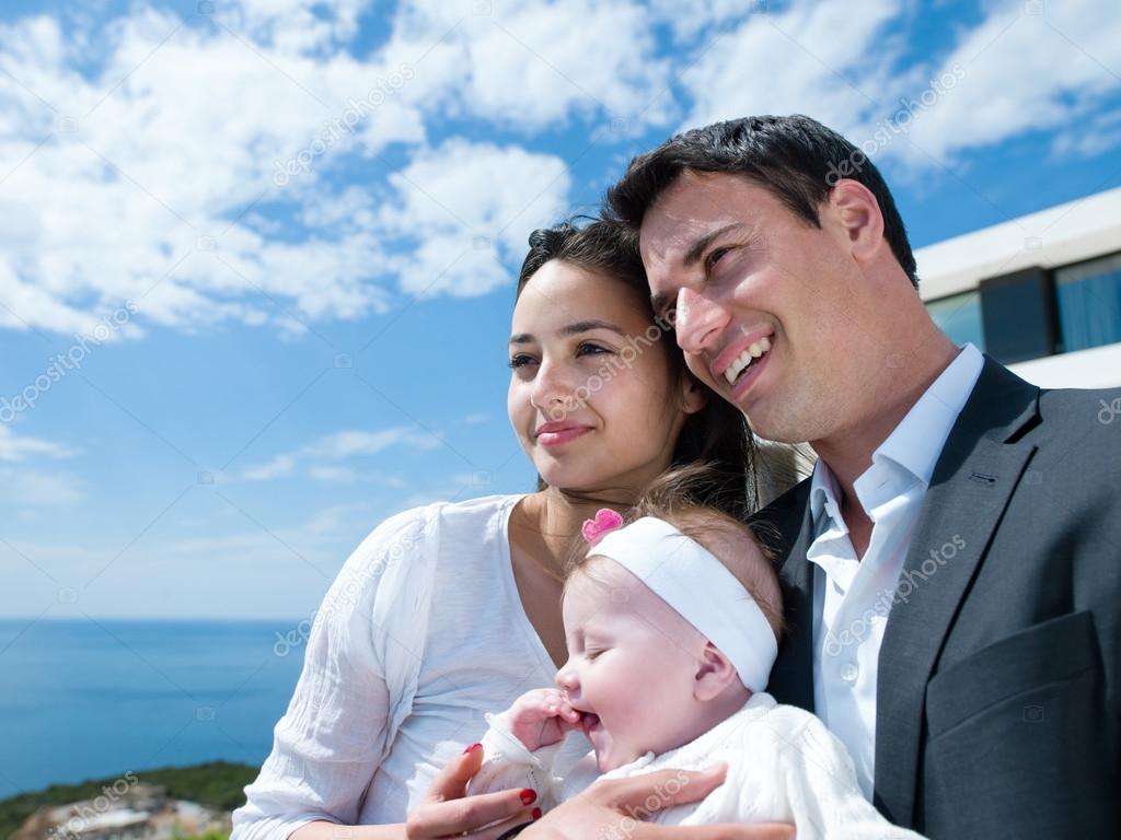 happy young family at home