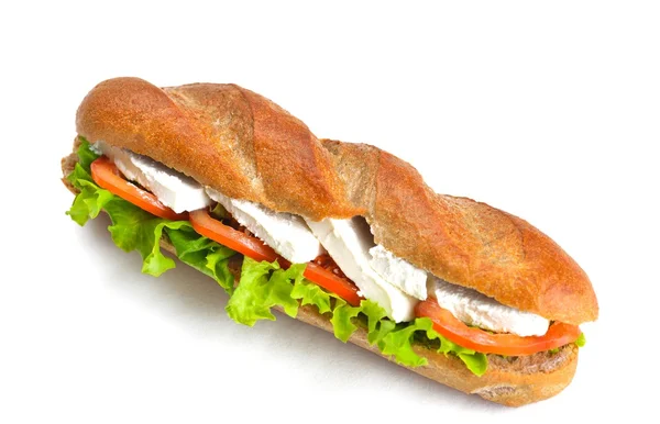 Sandwich close up with vegetables and cheese — Stock Photo, Image