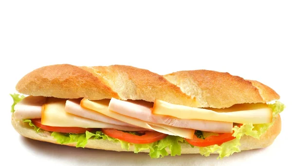 Sandwich på nära håll med grönsaker och kött — Stockfoto