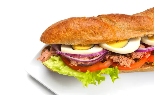 Smörgås med grönsaker och fisk — Stockfoto