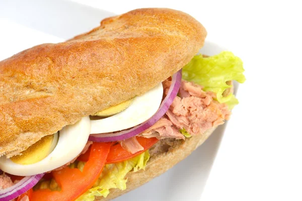 Sandwich met groenten en vis — Stockfoto