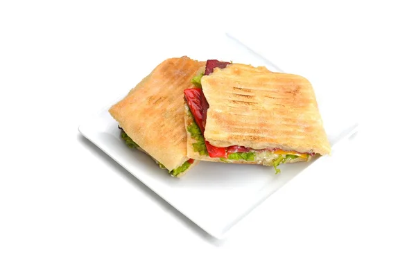 Sandwich mit Gemüse und Fleisch — Stockfoto
