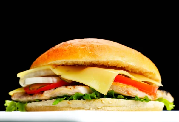 Hamburger di pollo da vicino — Foto Stock