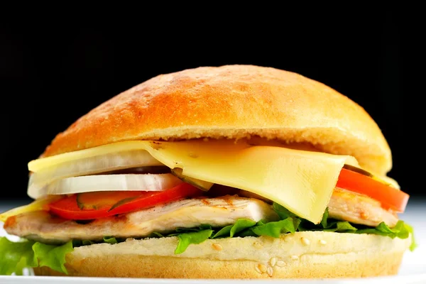 Tavuk hamburger yakın çekim — Stok fotoğraf