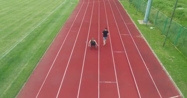 Hero Portrait Shot Disabled Sports People Athletics Sports Track Slow — Stock Video