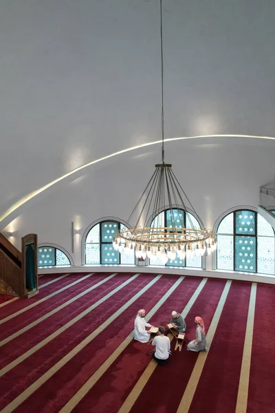 Top View Muslim People Mosque Reading Quran Together Concept Islamic — Stock Photo, Image