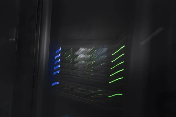 Server Room Data Center Εξοπλισμός Τεχνολογίας Supercomputer Αφηρημένη Γκρο Πλαν — Φωτογραφία Αρχείου