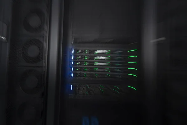 Server Room Data Center Εξοπλισμός Τεχνολογίας Supercomputer Αφηρημένη Γκρο Πλαν — Φωτογραφία Αρχείου