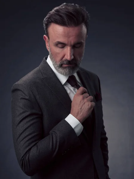 Portrait Stylish Elegant Senior Businessman Beard Casual Business Clothes Photo — Stock Photo, Image