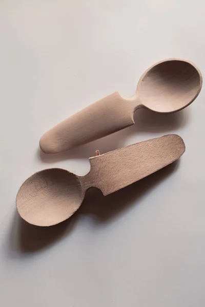 Handmade Wooden Spoons Hiking Outdoor Activities Craftsmanship Artisan Concept High — Stock Photo, Image