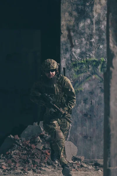 Bearded Soldier Uniform Special Forces Dangerous Military Action Dangerous Enemy — Stock Photo, Image