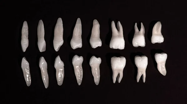 Stomatologia Protetyczna Białe Zęby Czarnym Tle Higiena Jamy Ustnej Koncepcja — Zdjęcie stockowe