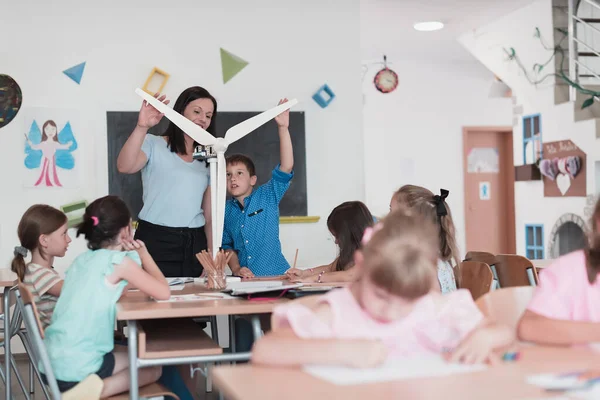 Elementary School Stem Robotics Classroom Diverse Group Children Building Programming — Fotografia de Stock