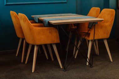 Modern furniture with a matte wall in the background. Selective focus. High quality photo