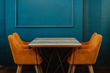 Modern furniture with a matte wall in the background. Selective focus. High quality photo