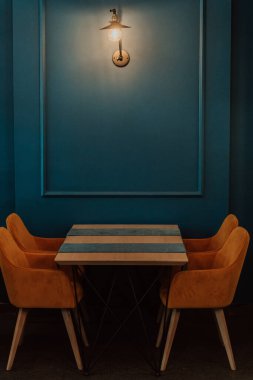 Modern furniture with a matte wall in the background. Selective focus. High quality photo