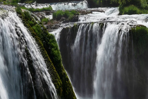 a magnificent waterfall called strbacki buk on the beautifully clean and drinking Una river in Bosnia and Herzegovina in the middle of a forest. High quality photo