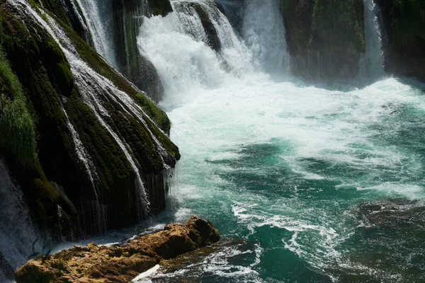 Magnificent Waterfall Called Strbacki Buk Beautifully Clean Drinking Una River — Zdjęcie stockowe