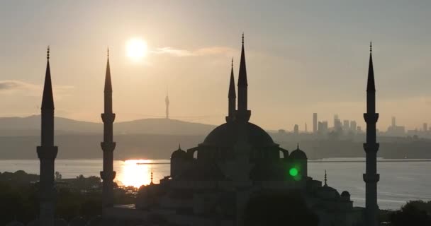 Istanbul Turkey Sultanahmet Blue Mosque Hagia Sophia Golden Horn Background — Video