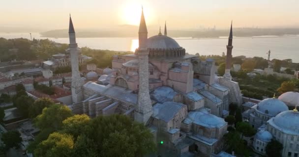 Стамбул Турция Султанахмет Голубой Рекой Святой Софией Золотым Рогом Заднем — стоковое видео