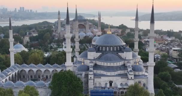 Istanbul Turkey Sultanahmet Blue Mosque Hagia Sophia Golden Horn Background — 图库视频影像