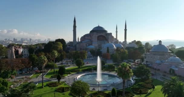 Istanbul Turkey Sultanahmet Blue Mosque Hagia Sophia Golden Horn Background — Stock Video
