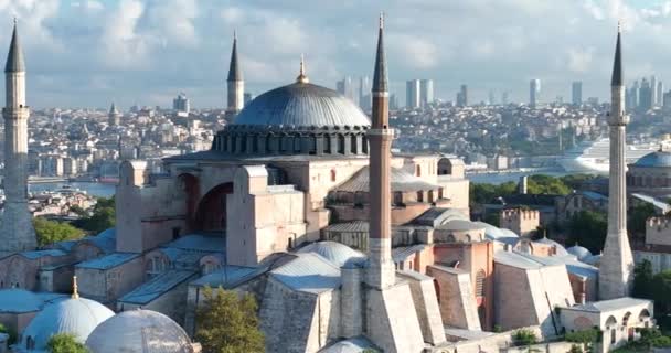 Istanbul Turkey Sultanahmet Blue Mosque Hagia Sophia Golden Horn Background — 图库视频影像