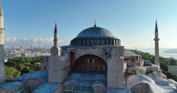 Стамбул Турция Султанахмет Голубой Рекой Святой Софией Золотым Рогом Заднем — стоковое видео