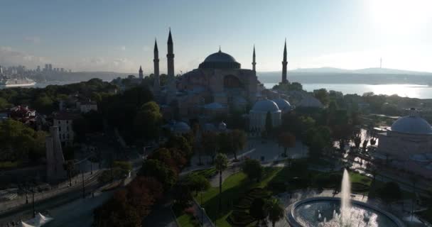 Istanbul Turkey Sultanahmet Blue Mosque Hagia Sophia Golden Horn Background — Video