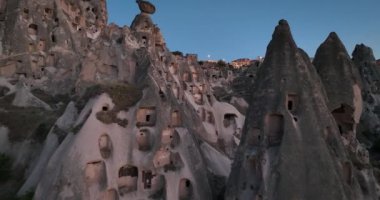 Terrace roof top morning sunrise and balloons fly at Cappadocia, Goreme, Turkey.