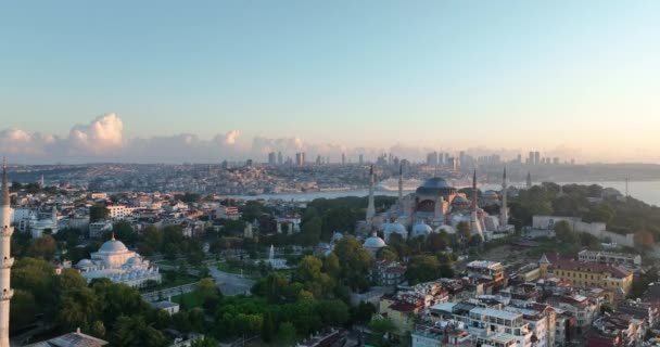 Istanbul Turkey Sultanahmet Blue Mosque Hagia Sophia Golden Horn Background — Vídeo de Stock