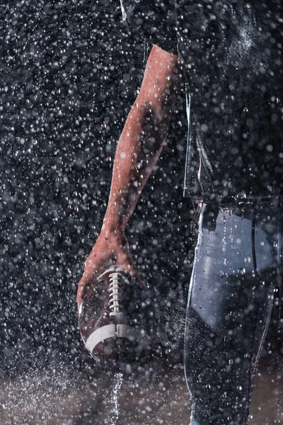 American Football Athlete Warrior Standing Field Holds His Helmet Ready — Stock Photo, Image