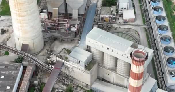 Aerial Drone Shot Coal Power Plant Two High Cooling Towers — Vídeos de Stock