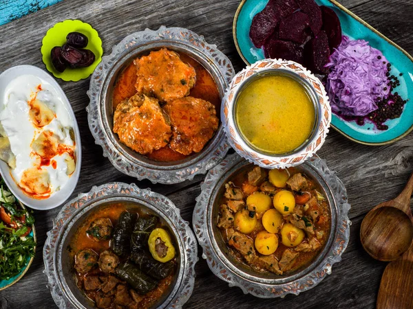 Aïd Moubarak Dîner Traditionnel Ramadan Iftar Assortiment Plats Savoureux Dans — Photo