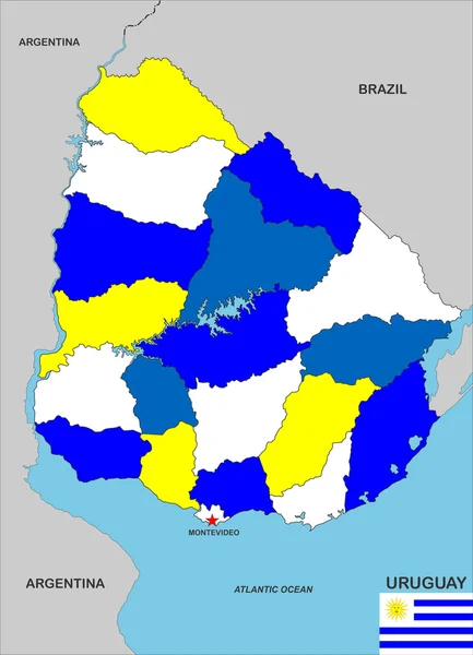 乌拉圭地图 — 图库照片