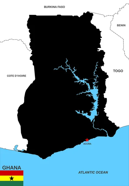 Ghana mapa — Stock fotografie