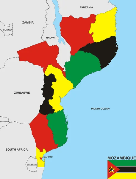 Карта Мозамбіку — стокове фото