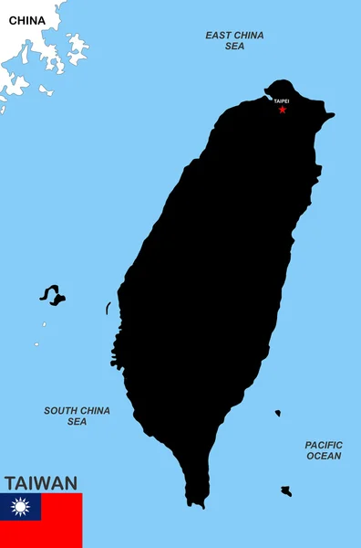 Tchaj-wan mapa — Stock fotografie